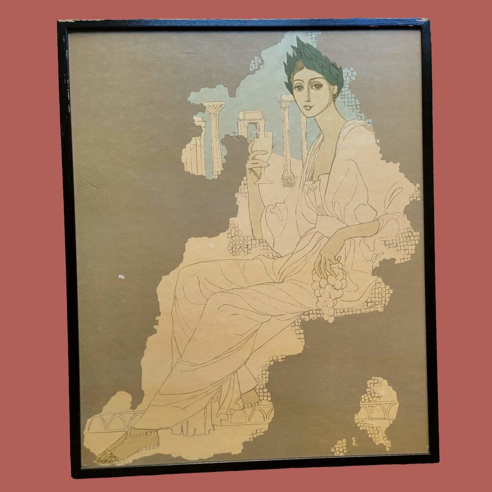 Vintage 1964 "Women Through the Ages - Roman" Framed Lithograph by Betty Brader